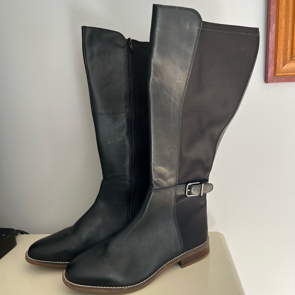 NWT Black Clark’s Knee High, Wide Calf Boots - Size 10